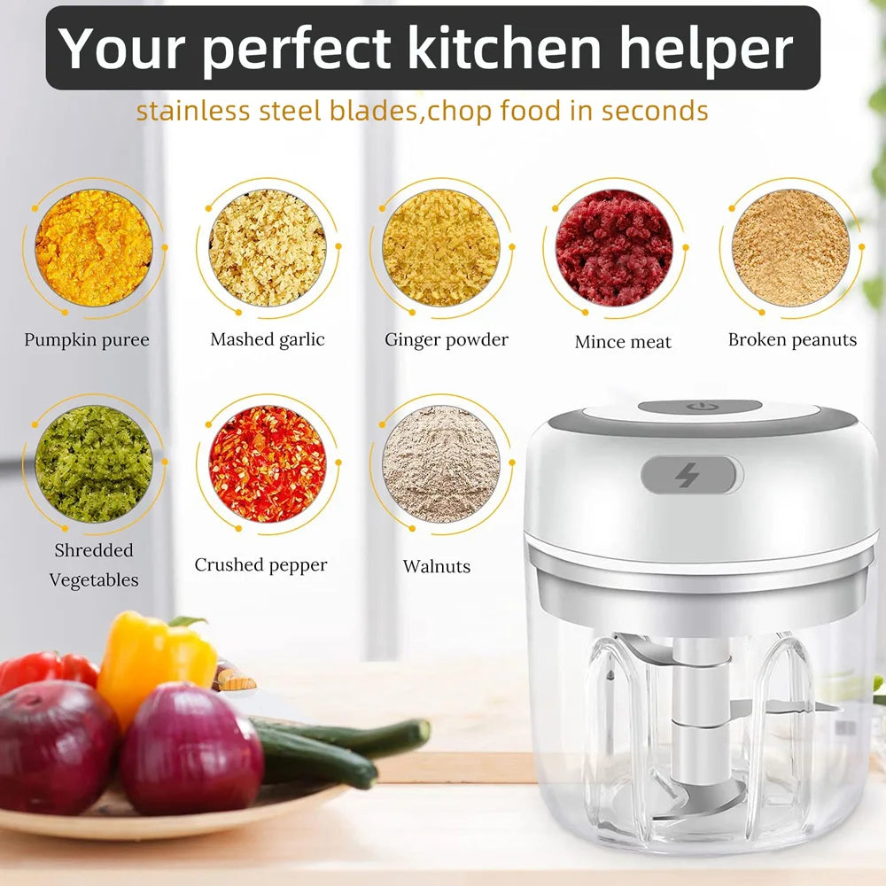 Electric Garlic Crusher Vegetable Cutter Chili  Masher Durable Garlic Chopper